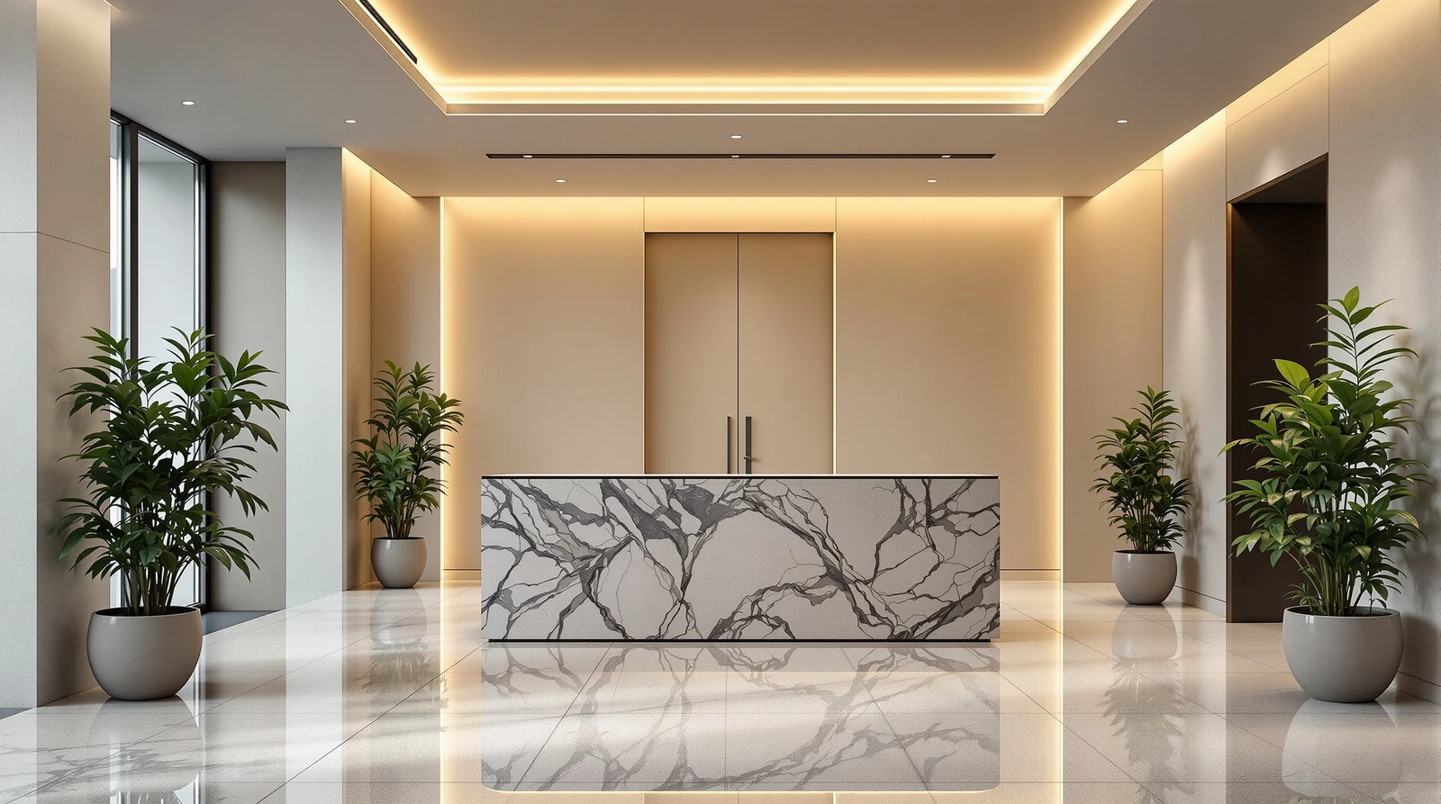 電気錠 通信方式 RS485 とは - Modern Japanese corporate office entrance lobby wi