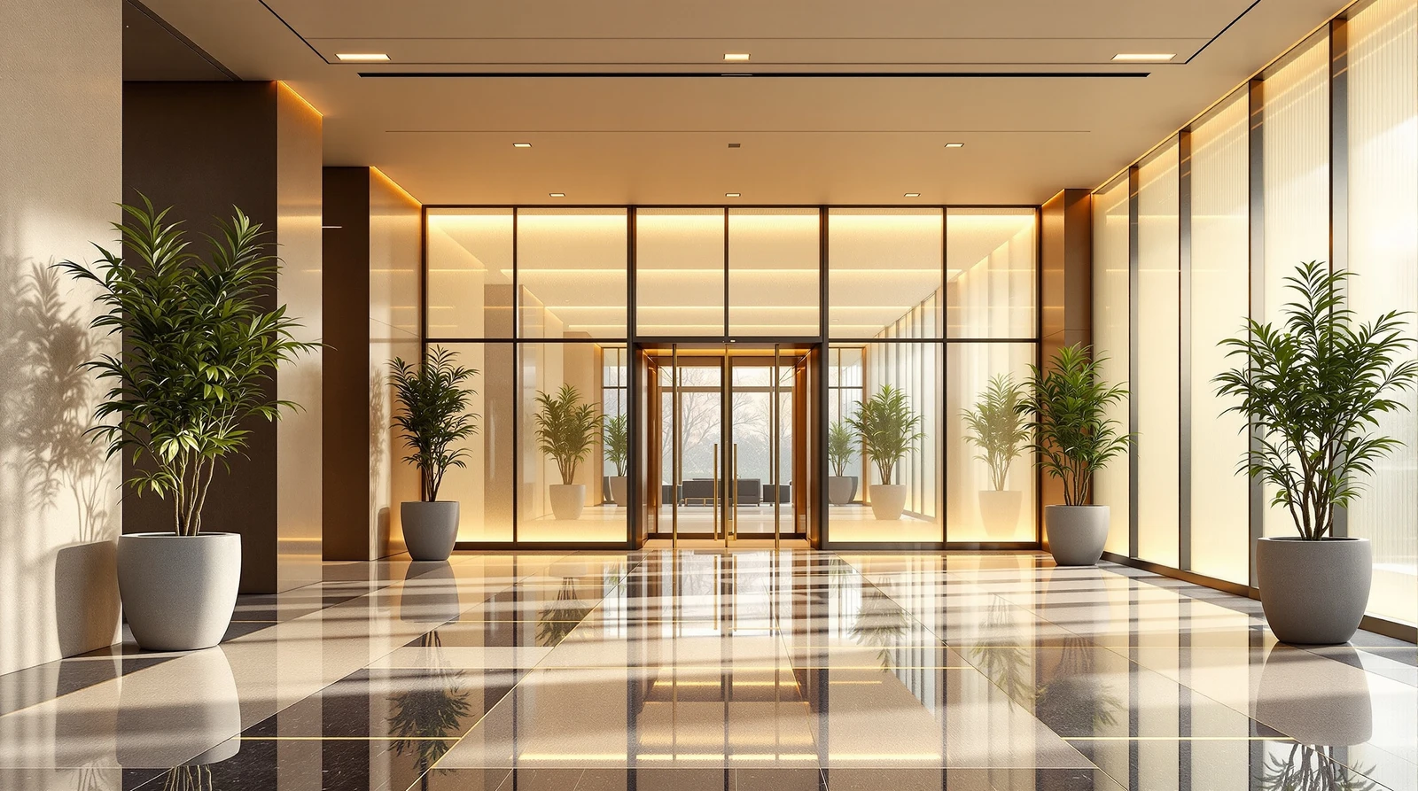 入退室管理 トレンド 2026 - Modern Japanese corporate office entrance lobby wi