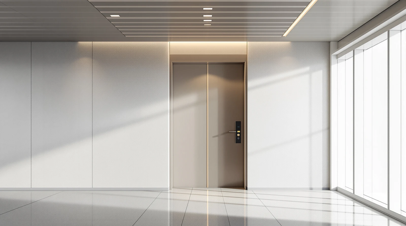 モバイルクレデンシャル 入退室 - 法人向け電気錠Lavishの制御器とリーダー設置イメージ